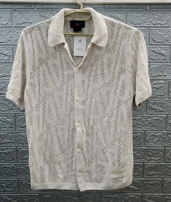 New Jordan Collard Button Up Shooting Shirt Beige Size Medium - Image 1 of 4