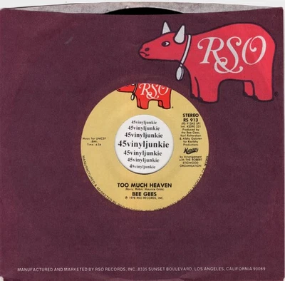 The Bee Gees NM 45 rpm "Too Much Heaven" on RSO Records - Image 1 of 2