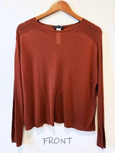NWT $178 NEW Eileen Fisher Women's Rusty Brown Hue Oversized Tencel Sweater S - Picture 1 of 4