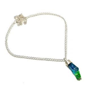 Bi-Color Druzy Gemstone Handmade 925 Sterling Silver Jewelry Necklace 18" D117 - Picture 1 of 2