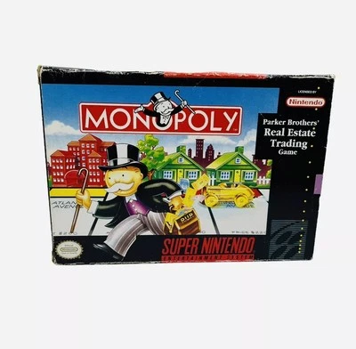 Monopoly SNES Game Super Nintendo Vintage Authentic Cartridge CIB Real Estate - Image 1 of 4