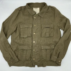 Free People Military Jacket Womens Olive Green Utility Drawstring Pockets Size 6 - Picture 1 of 15
