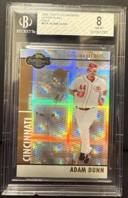2008 Topps Co-signers Adam Dunn #47 Hyper Plaid Gold 03/10 BGS 8 - Image 1 of 4