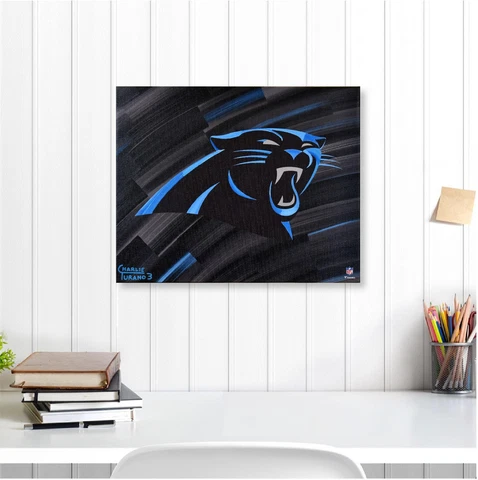 Carolina Panthers 16x20 Logo & Black Abstract Background Gallery Wrapped Giclee Cover