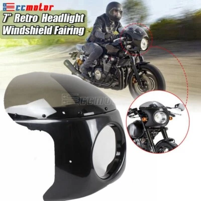 Universal For Cafe Racer Front 7" Inch Headlight Fairing Windshield Windscreen — 第 1/4 张图片
