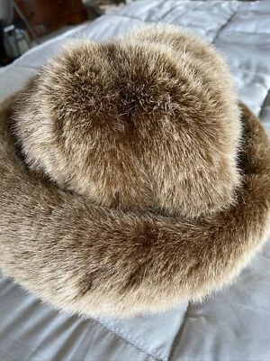 Hat Vintage Faux-Rabbit Women's, Donna Salyer’s, Satin Lining, brown/tan, size M - Image 1 of 4