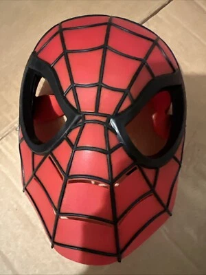 Spiderman  Face Mask Red & Black Hard Plastic One Size  Fits Most Marvel Hasbro. - Image 1 of 4