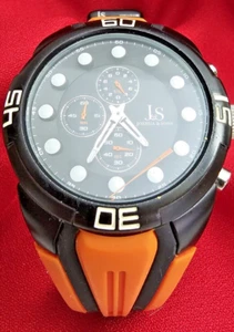 Joshua And Sons Joshua & Sons Chronograph Black Dial Orange and Black Silicone M - Picture 1 of 11
