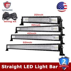 Tri-Row 52/'/'inch 675W 7D LED Light Bar Combo Driving Offroad BumperSUV Roof SLIM