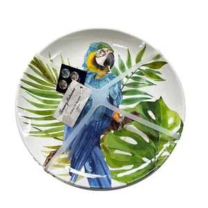 Tommy Bahama Parrot Tropical Birds MELAMINE Dinner Plates Set Of 4 - Picture 1 of 3