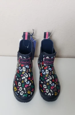 Botas de lluvia al tobillo Joules Wellibob azul marino abejas y leopardo al aire libre EE. UU. 6 UE 37 UK 4 NUEVAS CON ETIQUETAS Foto 1 de 4