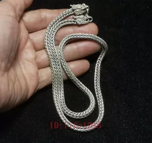 Collana Drago Catenaria Fatto a Mano Argento Tibet Cinese L 20 pollici Regalo a Mano - Foto 1 di 9