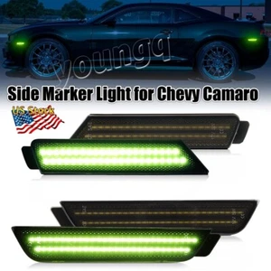 4PCS For Chevy Camaro 2010-2015 Front Rear LED Bumper Side Marker Lights Green - Picture 1 of 12