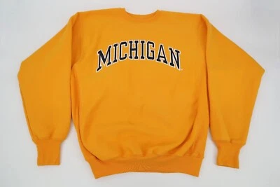 Sudadera De Colección Michigan Wolverines Para Hombres Mediana Dorada Crew Steve Barrys Y2K Foto 1 de 4