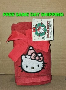 2024 Hello Kitty 2 Pack Hand Towels Christmas Red 16in X 28in (2 Pack) NEW - Picture 1 of 6
