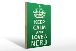 Letrero de madera Holzschild Spruch 30x40 cm Keep Calm and love a nerd Deko Schild - Imagen 1 de 5