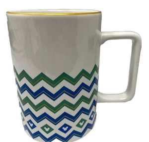 Vintage Disney Parks Blue Green Mickey Icon Geometric Mug with GOLD TRIM - Picture 1 of 10