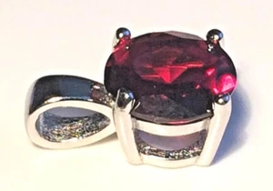 Garnet Pendant Natural Garnet 8mm Set in Solid Silver S925 Best Quality - Imagen 1 de 3