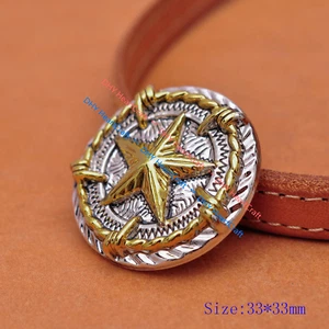 5X 34MM Texas Star Barbed Wire Concho Leathercraft Western Horse Saddles CONCHOS - Picture 1 of 10