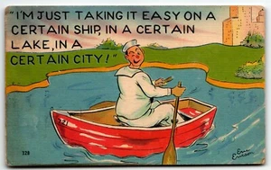Postcard Comic Sailor Im Just taking it easy on a certain ship" Eric Ericson - Picture 1 of 2