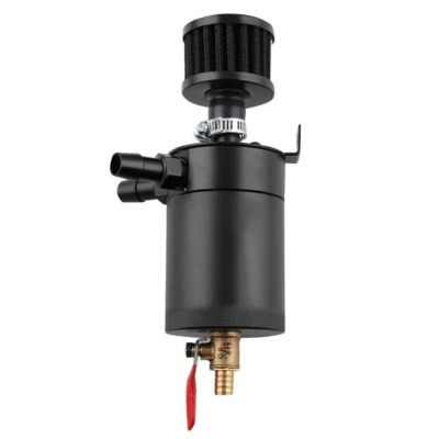 Aluminium Alloy Oil Catch Can Reservoir Tank W/ Breather Filter Baffled Black - Image 1 of 4