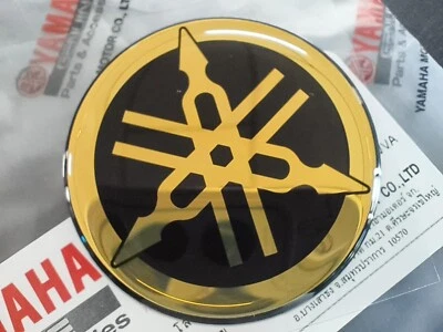 1PC FOR YAMAHA 45 MM (1.77") TUNING FORK BLACK GOLD LOGO DECAL EMBLEM STICKER - Imagem 1 de 4