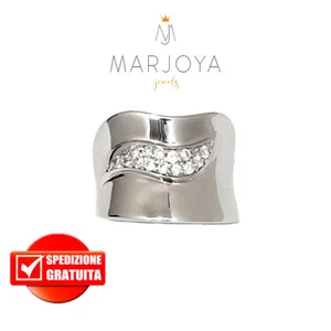 Anello fascia smile con zirconi bianchi in argento 925 rodiato - Imagen 1 de 4