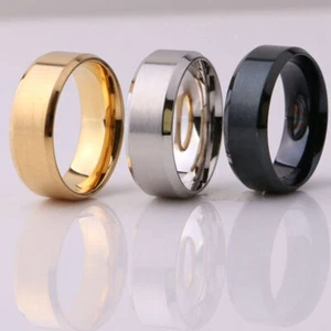Charm Stainless Steel 3 Color Men Women Wedding Engagement Rings Size 6-12 - Picture 1 of 20