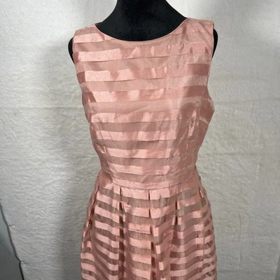 Vestido de fiesta rosa London Times corte caprichoso transparente y acampanado sin mangas talla 12 hada Foto 1 de 4