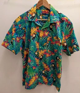 Malibu Blue Generation Toucan Hawaiian Tropical Shirt Men’s Size M Blue Green - Picture 1 of 4