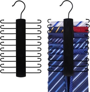 JOHOUSE Wooden Tie Rack, Hanger for Men Closet 20 Hooks 360 Wood, 1pcs - Picture 1 of 6