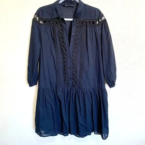 Zara blue women dress navy blue drop waist dress boxy style size M - Picture 1 of 9