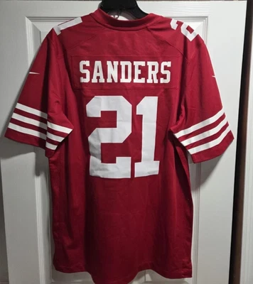 全新 Nike Deion Sanders 旧金山 49ers 红色比赛球衣 男式 尺码 M 130 — 第 1/4 张图片