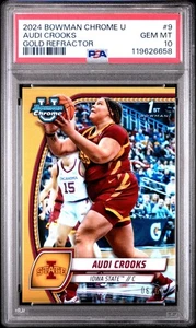 2024-25 1st Bowman Chrome U Audi Crooks #9 Gold Refractor /50 Rookie RC PSA 10 - Bild 1 von 2