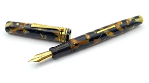 VINTAGE OVERSIZE EVERSHARP EQUIPOISED FÜLLFEDERHALTER BLACK AND PEARL 14K FINE NIB - Bild 1 von 12