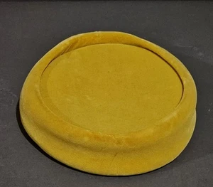 Antike Vintage Pillendose Hut Samt Gelb / Gold - Bild 1 von 3