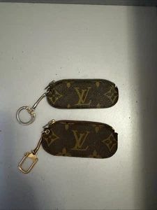 Authentic Louis Vuitton Monogram Key Ring Coin Purse Brown~Vintage~x 2 - Picture 1 of 4