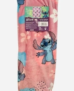 Disney Stitch Pink Hibiscus Flower Plush Throw Blanket 60x70 New! - Picture 1 of 3
