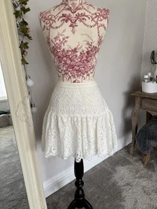 Minifalda boho de encaje forrada en crema para mujer H&M Carnaval Festival Verano Talla 14 - Imagen 1 de 5