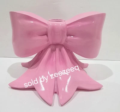 Christmas Pink Coquette Bow Resin Tapper Candle Holder Candlestick Decor NEW - Image 1 of 4