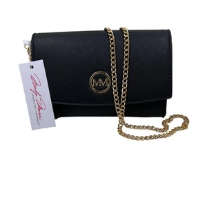 Marilyn Monroe Black Clutch Purse with Gold Crossbody Chain Strap, Red Interior - Picture 1 of 11