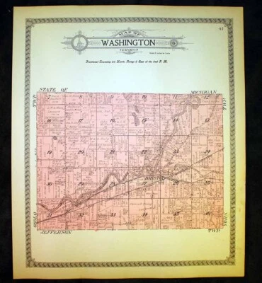 Washington Township 1915 Plat Map Elkhart County Indiana Bristol - Image 1 of 4