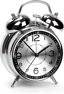 Super Loud Alarm Clock for Heavy Sleepers Adults,Twin Bell Retro 4 Inch Silent N - Picture 1 of 6