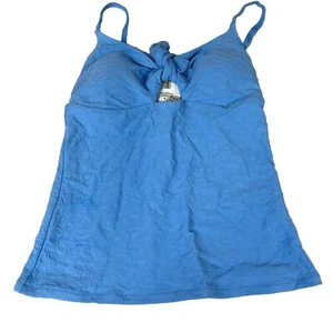 NEW Jessica Simpson Size Medium Swim Tankini Top Solid Blue Floral No Wire #3232 - Picture 1 of 5