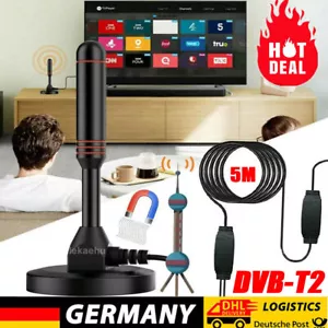 DVB-T2 FULL HD TV Antenne terrestrisch Aktiv DAB Zimmerantenne 30dbi + 5M Kabel - Bild 1 von 12