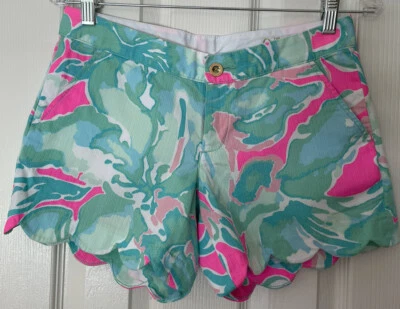 Pantalones Cortos Lilly Pulitzer Talla 0 Vieira Buttercup Aqua Blues ¿Nuevo sin etiquetas? EC! Foto 1 de 4