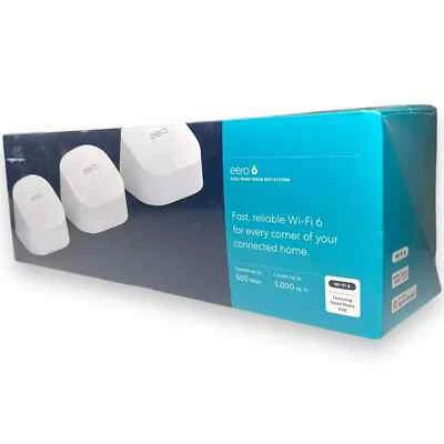 Brand New Eero 6 AX1800 Dual-Band Mesh Wi-Fi 6 System (3-pack) – White (M110311) - Image 1 of 4