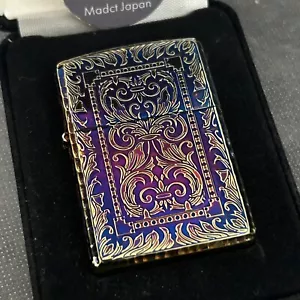 Zippo Armamor 5 Lati Arabesco Inciso Antico Ottone Nuovo con scatola rara custodia in velluto - Foto 1 di 16