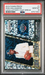 Panini Prizm Luck Of The Lottery #1 2019 Zion Williamson Fast Break PSA 10 - Imagen 1 de 2