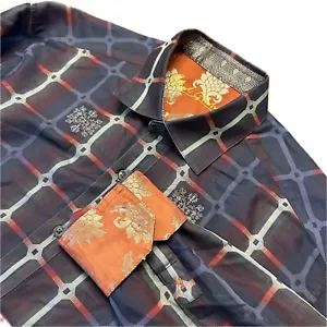 Robert Graham Herren Langarm Hemd mit Knopfleiste Lila Flip Seidenmanschette Größe XL - Bild 1 von 6